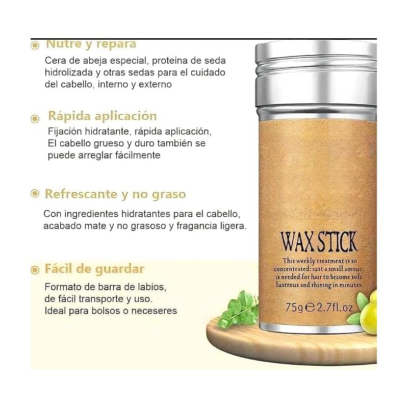 3 Barra de Cera Para Peinar El Cabello, 75g, Control