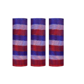 JStnana 3 Rolls Red White Blue Stripe Deco Mesh Ribbon for Patriotic Wreath Making Supplies, 10 Inch x 30FT Metallic Foil Burlap Deco Mesh Fabric for DIY Crafts Door Wreath Swags and Decorating