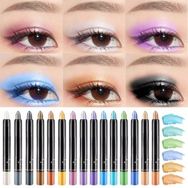 Set 15 Sombra de Ojos en Barra Glitter Brillante Textura Cremosa Maquillaje Ojos Sombra Portatil Colores brillantes Sombra de ojos Practica