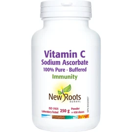 NEW ROOTS HERBAL New Roots Herbal Pure Vitamin C Sodium Ascorbate Powder 250g, 458 Servings - Non-GMO Vit-C Supplement, Supports Healthy Bones, Teeth, Gums and Cartilage, Convenient and Versatile for Daily Wellness