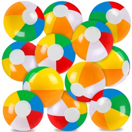 Vellibring 12" Summer Inflatable Beach Balls Bulk Rainbow Color Swimming Pool Water Games Toys for Kids Summer Beach Party Favor