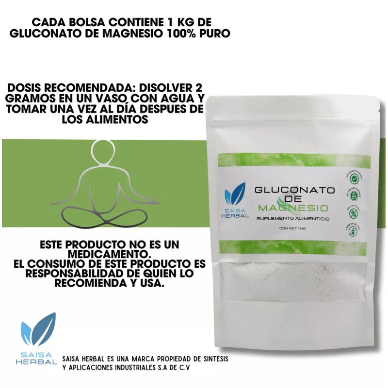 Saisa Herbal Gluconato De Magnesio Bolsa Con 1 Kg. Sabor