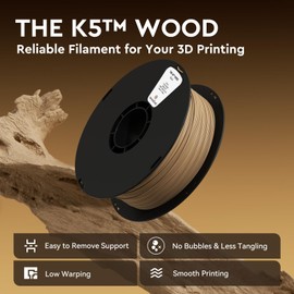 Kexcelled Wood PLA Filament 1.75mm,Soft Maple Wood 3D Printer Filament, Real Wooden Fiber 1kg Spool(2.2lbs), Compatible with Most FDM Printers