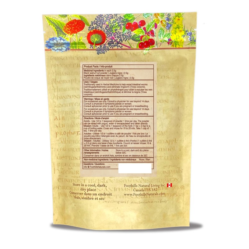 Foothills Naturals Organic Black Walnut Hull Powder - 454 g