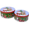 Round Nesting Tins With Holiday Print Designs Bundle of 2