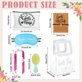 54 Pcs Girl Trip Gifts Favors 2025 Girls Weekend Gifts Set, Stuff Handbag Bracelet Eye Mask Travel Makeup Bags Hair Bands Headbands Scarf and Mini Hair Brush for Sleepover Bachelorette Cruise Vacation