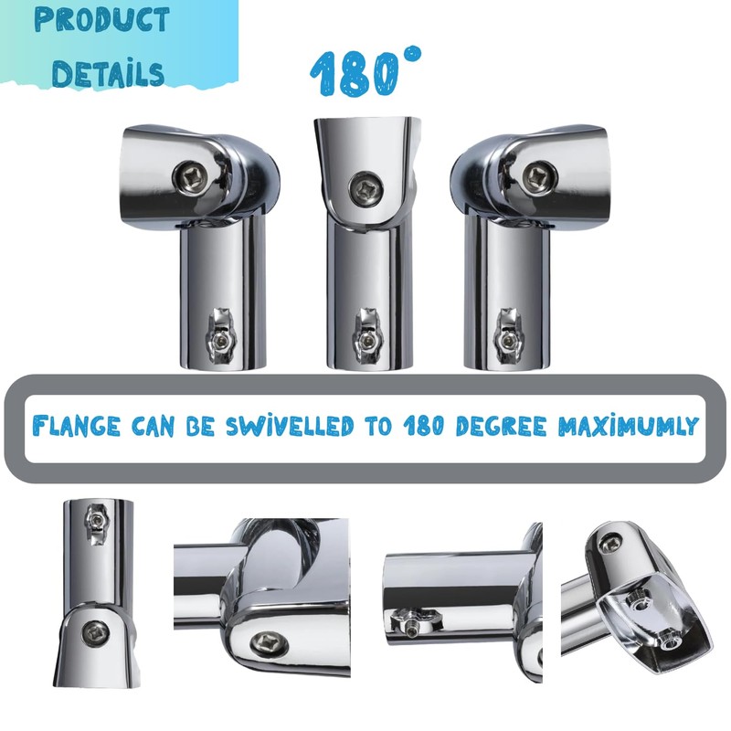 2 Pack Shower Curtain Rod Brackets, Adjustable 180°Rotation, Curved Shower