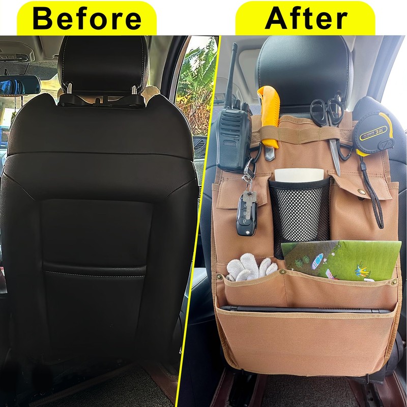 BEATUNEE Car Seat Back Organizer with Multiple Pockets and Hooks