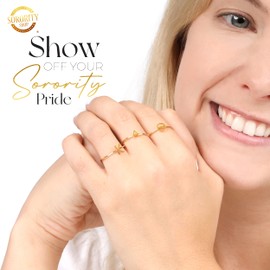 Sorority Shop Phi Sigma Sigma Stacking Ring Set - Adjustable Rings with 18k Gold Plating