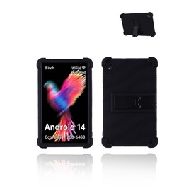 for HAOVM M8 Android Gaming Tablet,8" 2.5K Ultra Clear Display Tablet Model Case,UYRUREL Soft Silicone Adjustable Stand Cover Lightweight Kids Friendly,Black.