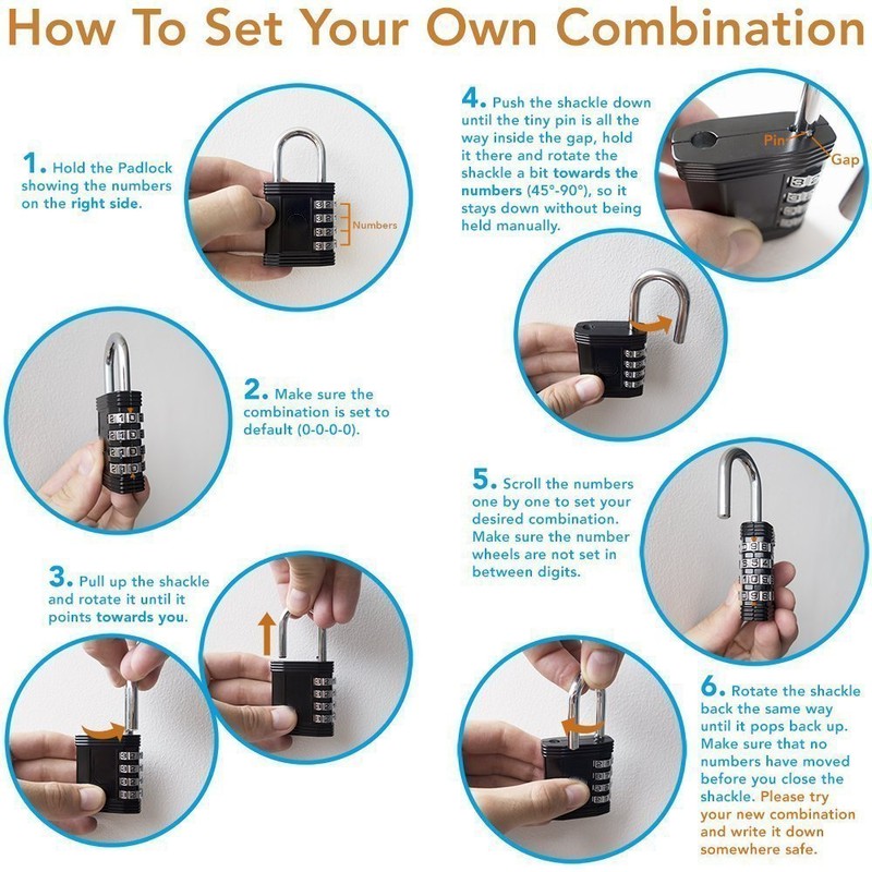 Topfunyy Combination Lock 4 Digit Padlock Re-settable Combo Lock, Gym