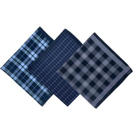 DsHome Men's Handkerchief, Cotton, Businessman Handkerchief, 17.9 x 16.9 inches (43 x 43 cm), Large, Gift, Gentleman, Business, Work, Quick Drying, Water Absorbent, Thin, Set of 3, multicolor