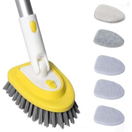 cepillo para polvo de ducha con mango de 51 pulgadas de largo, tina 3 en 1 y cepillo para polvo de limpieza de azulejos para limpiar baño, cocina, inodoro, pared, lavabo de azulejos, sin arañazos