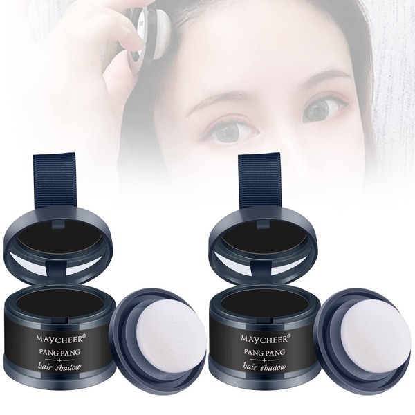 FREEORR 2Pcs Hairline Powder Magical Instantly Hair Line Shadow Quick Cover Hair Root Concealer with Puff Touch, Root Cover Up for Thinning Hair, Waterproof, Non-sticky#A