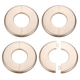 HARFINGTON 4pcs Wall Split Flange 51mm/2" Self-Adhesive Plumbing Cover Plates ABS Plastic Round Escutcheon Plate Buckle Design for Water Pipe Bathroom Kitchen Decoration, Gold Tone
