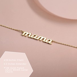 MILACOLATO Mother's Day Gifts 925 Sterling Silver Mama Necklace 14K White Gold Plated Mom Necklaces for Mom New Mum Grandma Women Wife