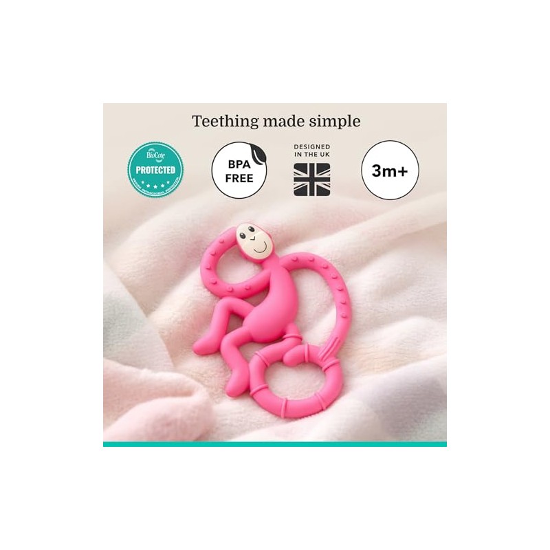 Mordedera para Bebé MatchStick Mini Monkey Mordedor, Rosa (Pink), 10