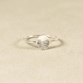 KIFUTENG 925 Sterling Silver Wave Rings for Women Self Reminder Rings Dainty Minimalism Nature Jewelry Wave Rings To My Daughter Mom Birthday Christmas Gifts for Her, Metal, No Gemstone