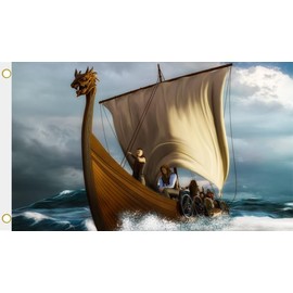 U24 Flag Viking Ship Motif No. 2 Hoisting Flag 90 x 150 cm