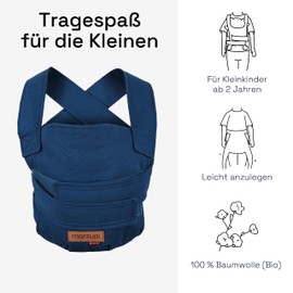 marsupi Mini Doll Carrier - Baby Carrier for Doll Mums and Doll Dads from 2 Years, Organic Cotton, with Velcro Fastening (Marsupi Mini/Doll Carrier, Blue/Ocean)