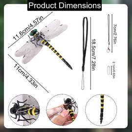 2pcs Dragonfly Clips, Premium Outdoor Realistic Fake Dragonfly with 4 Hanging Ropes Suitable for Hiking Camping Fishing