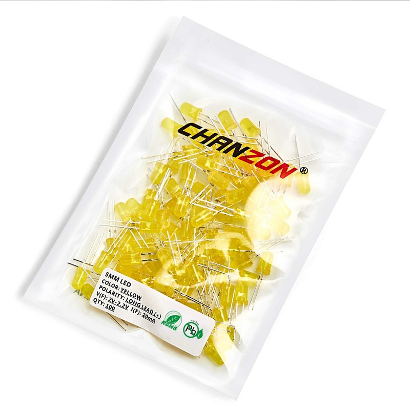 CHANZON 100 pcs 5mm Yellow Diffused LED Diode Lights (Colored