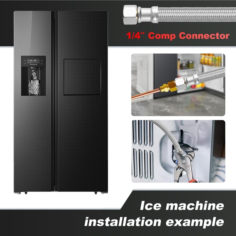 Refrigerator Icemaker Connector - Premium Stainless Steel Braided Ice Maker