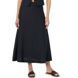 The Drop Women’s Sicily Linen Midi Skirt, Black, M