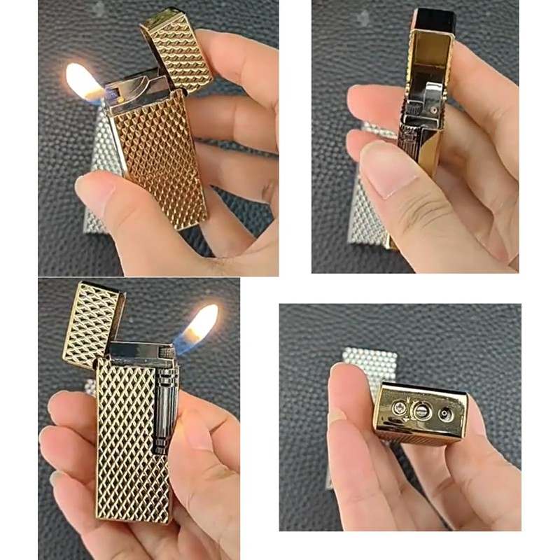 (Without Butane) Metal Butane Lighter with Flint, Soft Flame, Dragon