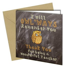 Close to the Bone #1110 Thank You Card Leaving School Teacher Assistant Nursery Male Female Owl