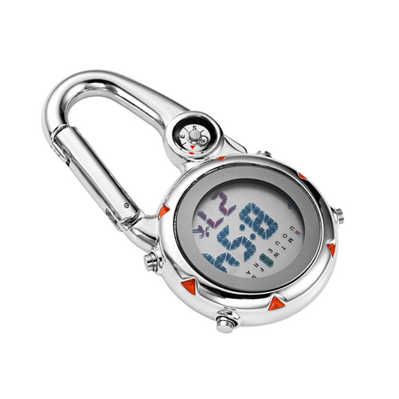 Multifunctional Luminous Clip On Carabiner Watch Mini Quartz Watch Compass