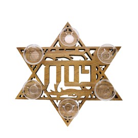 Pulchrum Acacia Wood Seder Plate with 6 Mini Plates, 13'' Star Shaped Seder Plates for Passover, Passover Plate Engraving with Hebrew Symbols of Pesach Foods, Gifts for Jewish Holiday Decorations