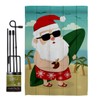 Ornament Collection Santa Vacation Garden Flag Set with Stand Wintertime