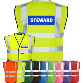 Corporate Togs STEWARD Printed Hi-Vis Vest - High Visibility Safety Waistcoat Tabard, Fastening and Fully EN471 | Personal Protective Equipment & Safety Vests