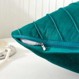 TAOSON Beige Velvet Throw Pillow Covers,Pack of 2 with Gold Leather Valentines Day Decor Couch Pillowcases Luxury Modern Pillow Cover for Wedding Living Room Bedroom Sofa Cushion Bed, 18x18 inch