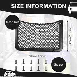 Frienda 1 Pc ABS Plastic Frame Car Storage Net Bag Phone Car Mesh Net Holder RV Storage Boat Cargo Pocket Organizer Framed Mesh Pocket with Screws for Auto RV (12 x 8 Inch)