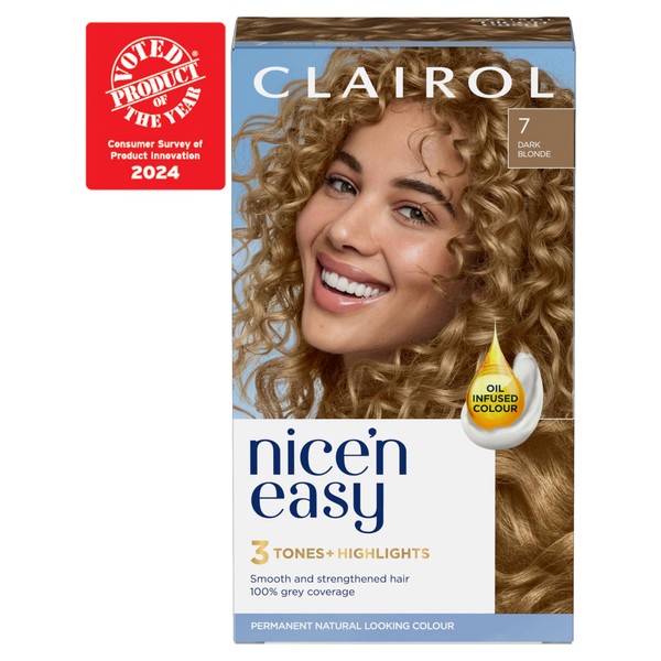 Clairol Nice'n Easy Crème, Natural Looking Oil Infused Permanent Hair Dye, 7 Dark Blonde