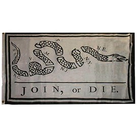 Trade Winds 3x5 Join or Die Benjamin Franklin Snake White Flag 3'x5' House Banner Grommets Fade Resistant Premium