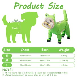 dellyy Pet Raincoat, Carnival Pet Clothing, Suitable for Small and Medium Dogs (Frog, S)