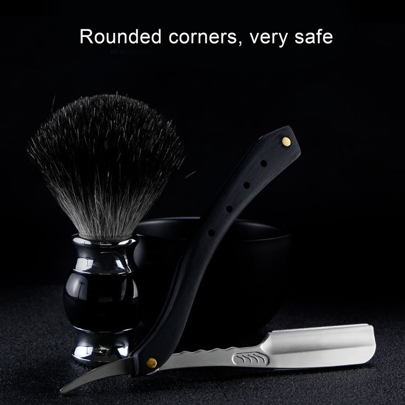 Men's Straight Edge Razor Zinc Alloy Wooden Handle Razor for