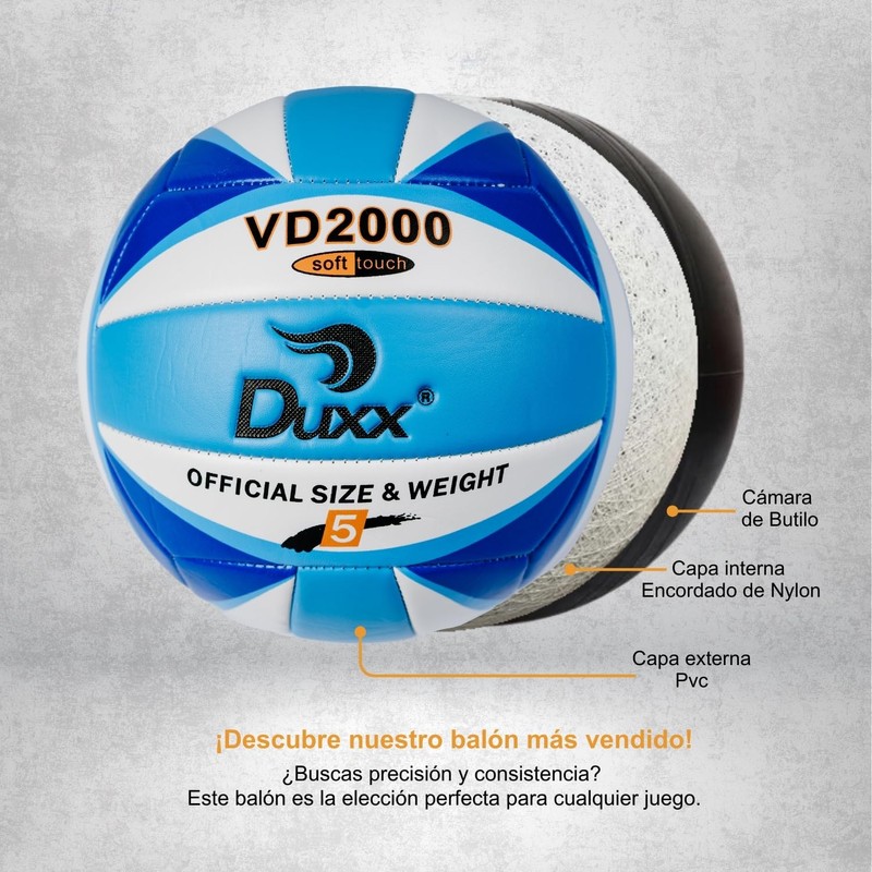 Duxx Balón Voleibol Vd2000#5 PVC (Azul Blanco)