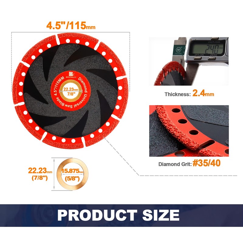 Metal Cutting Diamond Blade 4 1/2"- BRSCHNITT 115mm All-Purpose Diamond