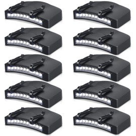 10 Pack Clip Headlamps LED Rotatable Cap Hat Clip Light Waterproof Hat Lights Clip on LED Hat Brim Light Handsfree Clip on Cap Flashlight for Hunting Camping Fishing Hiking Hand Work