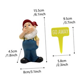CIYODO 1 Set Funny Resin Gnome Statue with Label Outdoor Garden Decor Lightweight Garden Gnome Marker for Indoor and Outdoor Use