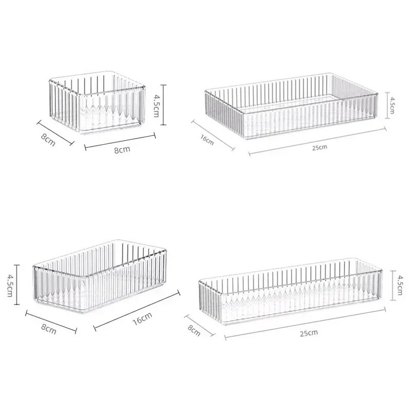Desk Drawer Organizers Set – Clear Plastic Storage Bins for