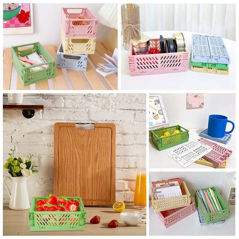 Folding Box Plastic Folding Basket Foldable Pack of 5 Sturdy