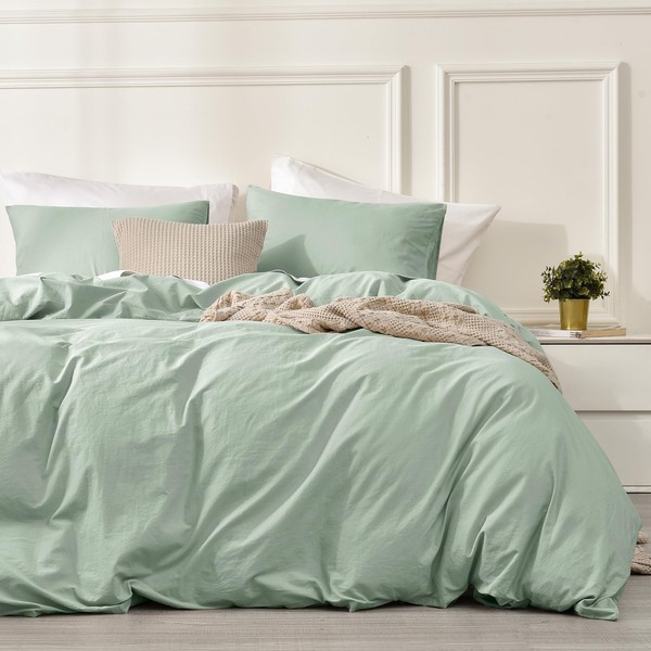 PHF 100% Garment Washed Cotton Duvet Cover King Size, Linen