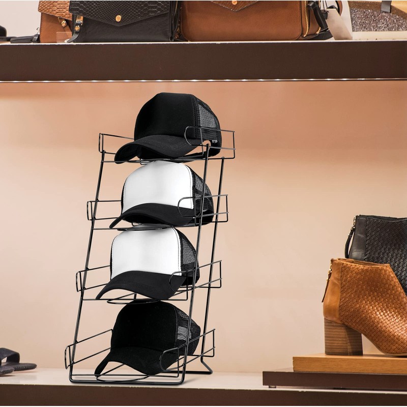 Zonon 4 Tier Hat Display Stand Wire Countertop Hat Display