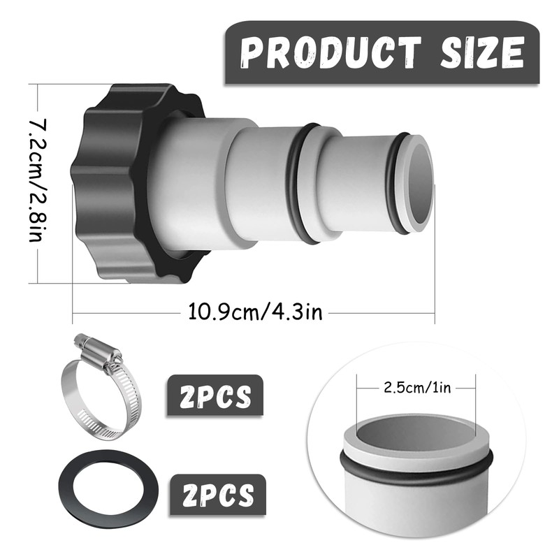 Zkaoai Pool Adapter A, Pack of 2 Pool Hose Adapter