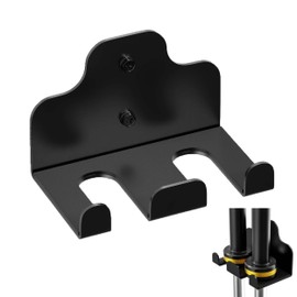 Olympic Barbell Hanger Wall Bracket, Barbell Rack Holder Wall Mount, Holds Under 1.3 Inches Bar Size, Space Saving Commercial or Home Gym Storage Accessory 2 Hook Black